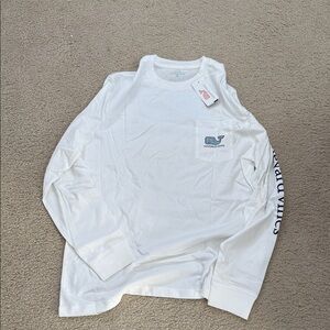 Vineyard Vines White Long Sleeve Tee with Logo